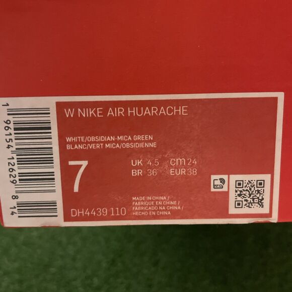 Nike Air Huarache White/Mica Green DH4439-110 Womens Size 7 No Lid Sneakers - Picture 9 of 9